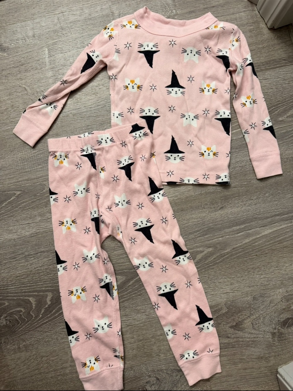 Hanna Andersson Pink Cat & Witch Hat Long-Sleeve Pajama Set